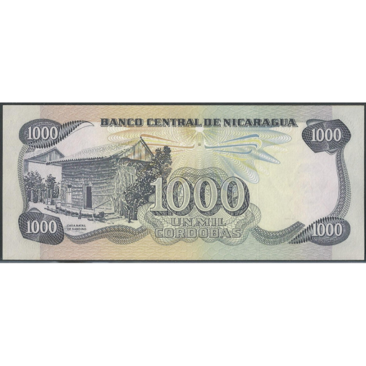 Nicaragua 1.000 Cordobas 1985 P145 reverso