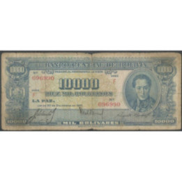Bolivia 10.000 Bolivianos L 20 Dic 1945 Serie F P151