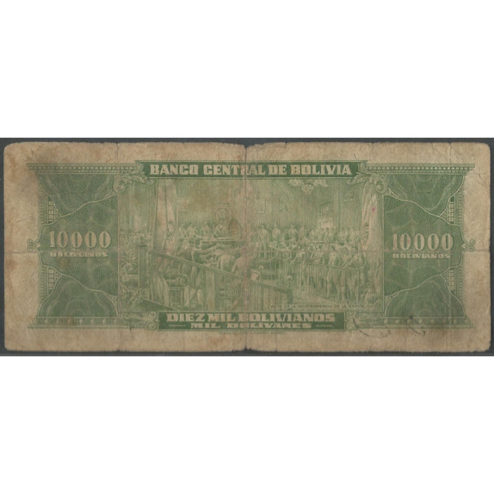 Bolivia 10.000 Bolivianos L 20 Dic 1945 Serie F P151 reverso