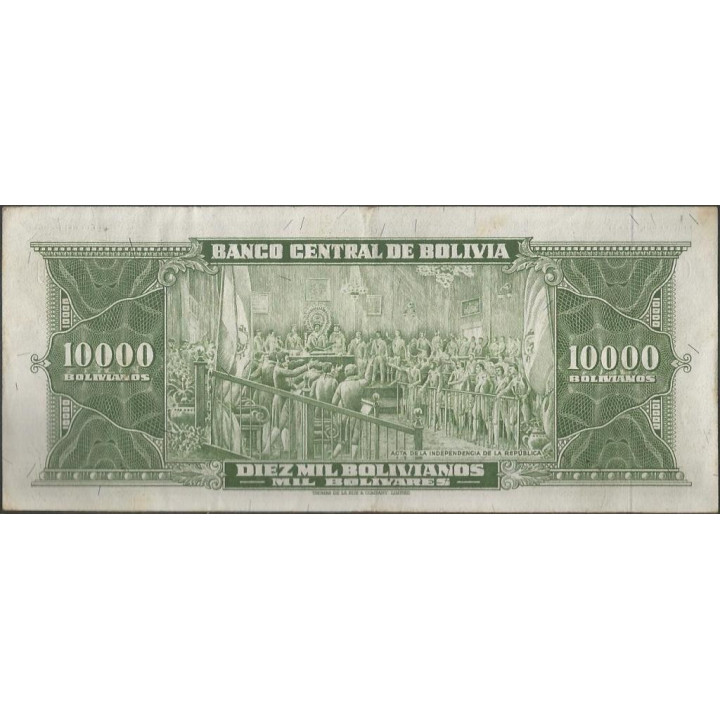 Bolivia 10.000 Bolivianos L 20 Dic 1945 Serie V1 P151 reverso