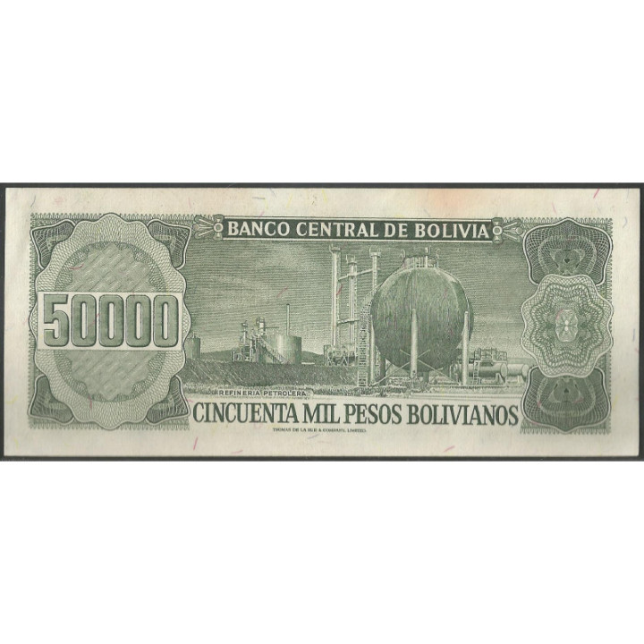 Bolivia 50.000 Pesos Bolivianos D 5 Jun 1984 Serie B P170a reverso