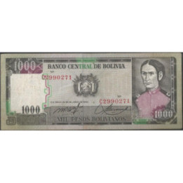 Bolivia 1.000 Pesos Bolivianos D 25 Jun 1982 Serie C P167a