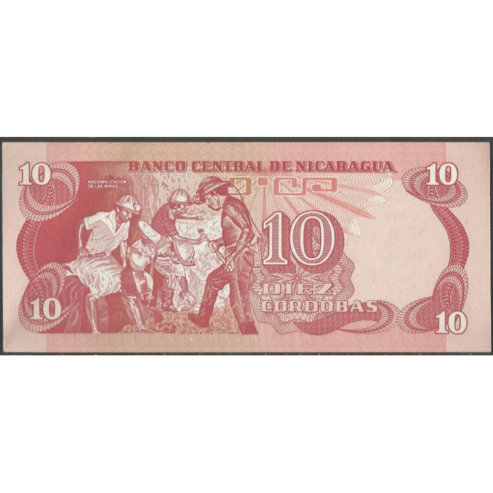 Nicaragua 10 Cordobas D1979 P134 reverso