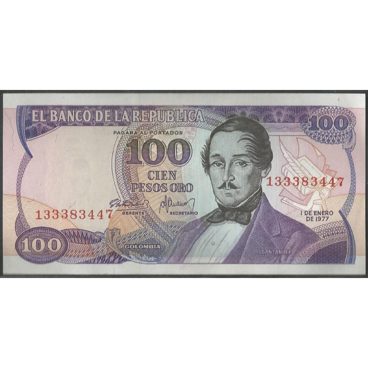 Billete de 100 Pesos 1 Ene 1977 9 dig. BGW309