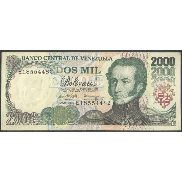 Venezuela 2.000 Bolivares 6 Ago 1998 E 8 Dig P77c