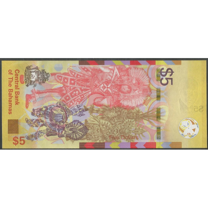 Bahamas 5 Dollars 2020 P77A reverso