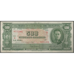 Bolivia 500 Bolivianos L 20 Dic 1945 Serie A P148