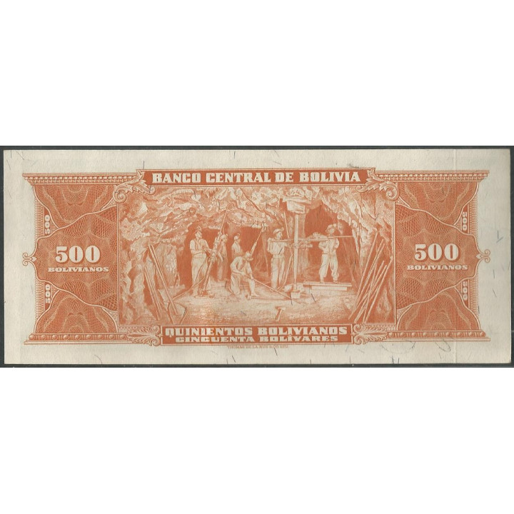 Bolivia 500 Bolivianos L 20 Dic 1945 Serie A P148 reverso