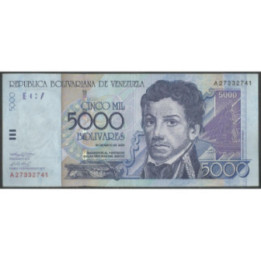 Venezuela 5.000 Bolivares 25 May 2000 A 8 Dig P84a