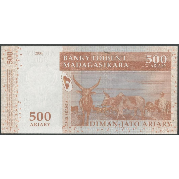 Madagascar 500 Ariary 2004 P88b reverso