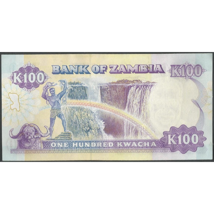 Zambia 100 Kwacha ND1991 P34a reverso