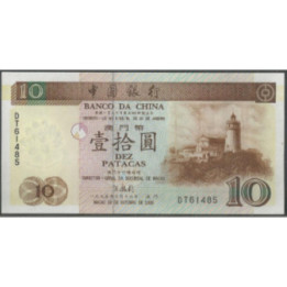 Macao - Baanco de China 10 Patacas 16 Oct 1995 P90