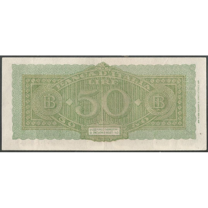 Italia 50 Liras 10 Dic 1944 P74 reverso