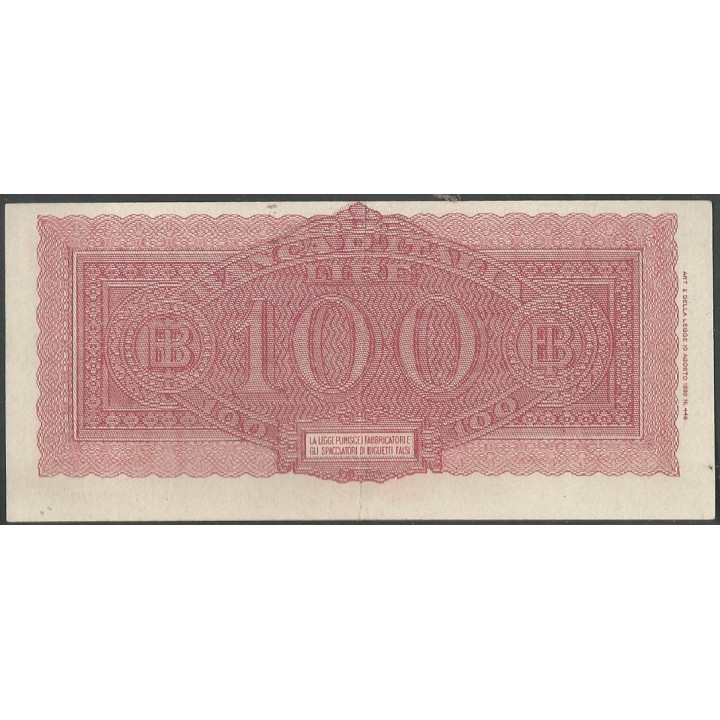 Italia 100 Liras 12 Dic 1944 P75a reverso