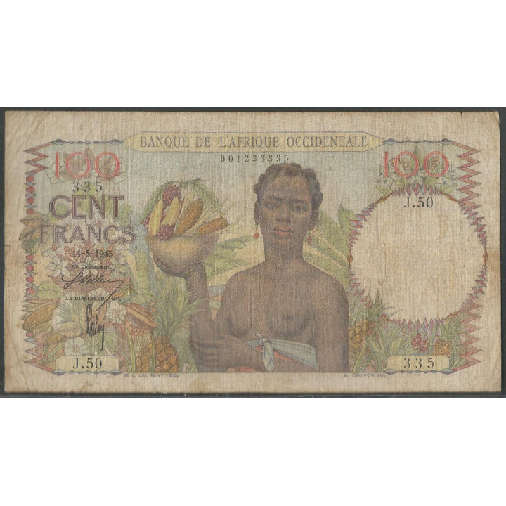 Africa Occidental Francesa, 100 Francs 14 May 1945 P40(1)