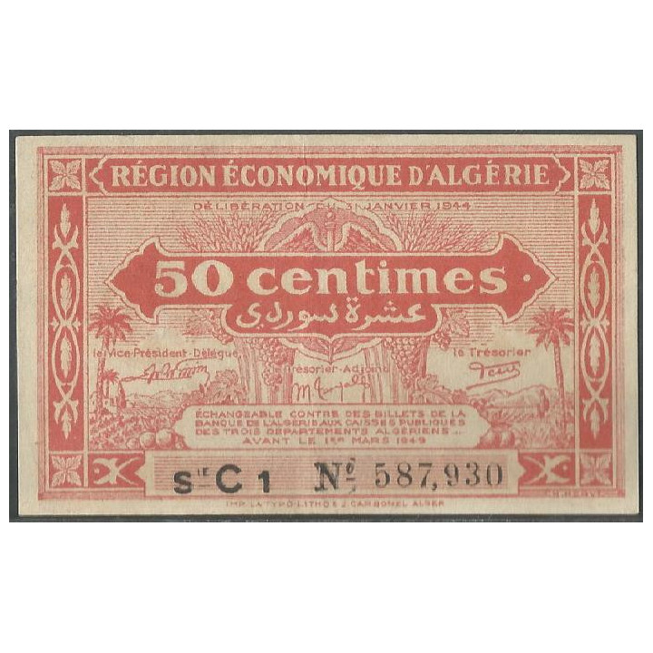 Argelia, 50 Centimes L1944 P97a