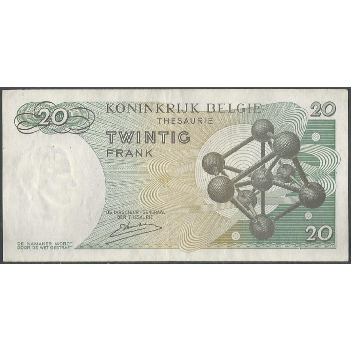 Belgica 20 Francs 15 Jun 1964 Firma 20 P138 reverso