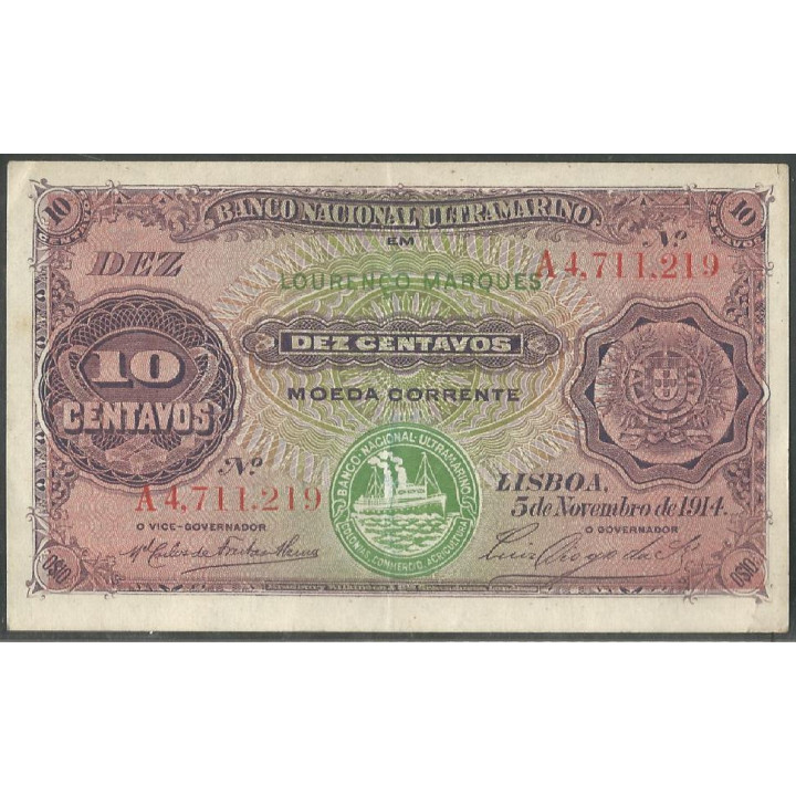 Mozambique, 10 Centavos 5 Nov 1914 P56