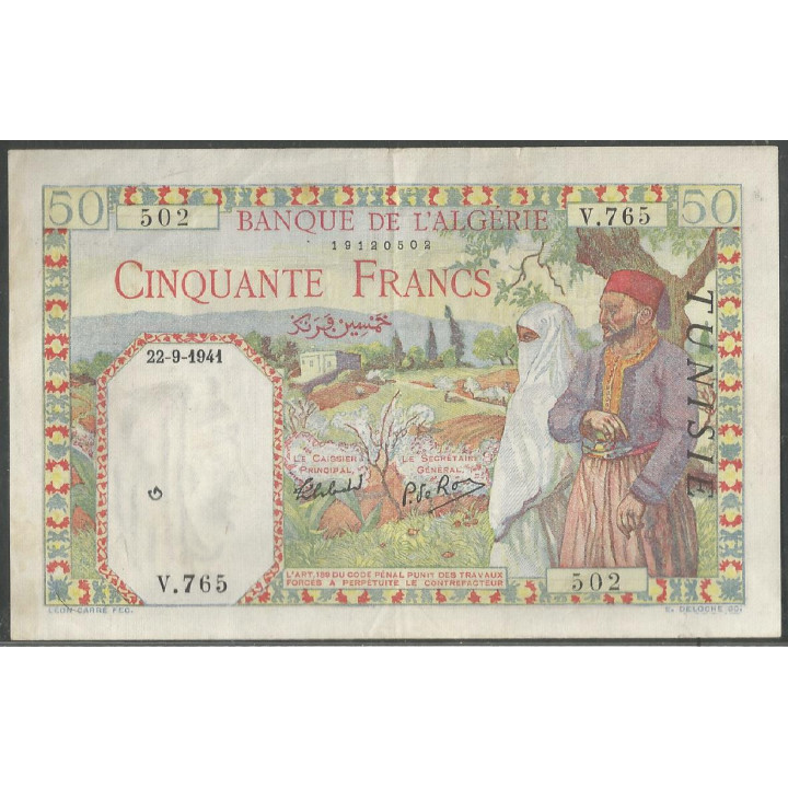 Tunez, 50 Francs 22 Sep 1941 P12a2
