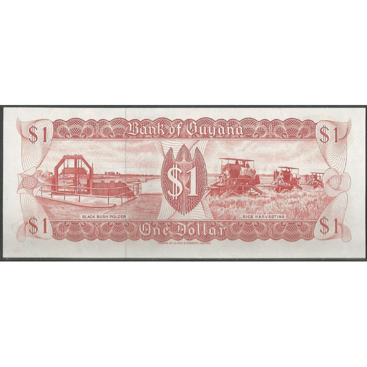Guyana 1 Dollar ND1992 Firma 8 P21g reverso