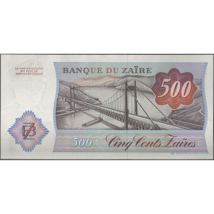 Zaire, 500 Zaires 14 Oct 1985 P30b