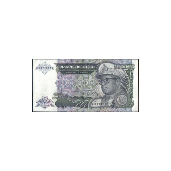 Zaire, 100.000 Zaires 4 Ene 1992 P41