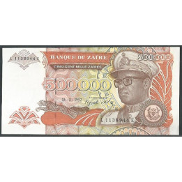 Zaire, 500.000 Zaires 15 Mar 1992 P43