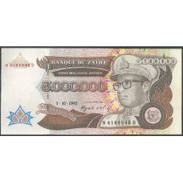 Zaire, 5.000.000 Zaires 1 Oct 1992 P46a