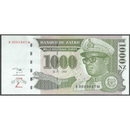 Zaire, 1.000 Nuevos Zaires 30 Ene 1995 P66a