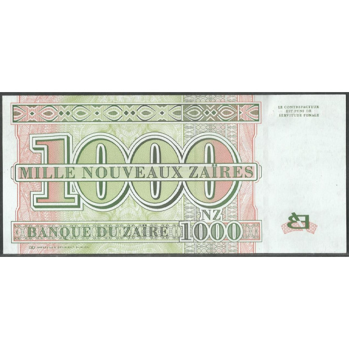 Zaire, 1.000 Nuevos Zaires 30 Ene 1995 P66a