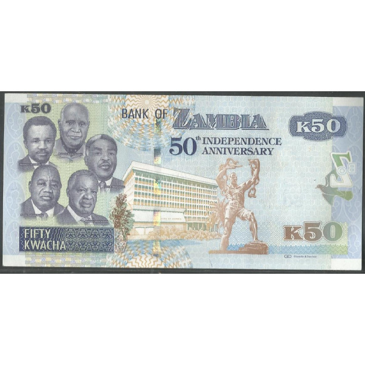 Zambia, 50 Kwacha 2014, 50 Aniv. independencia P55