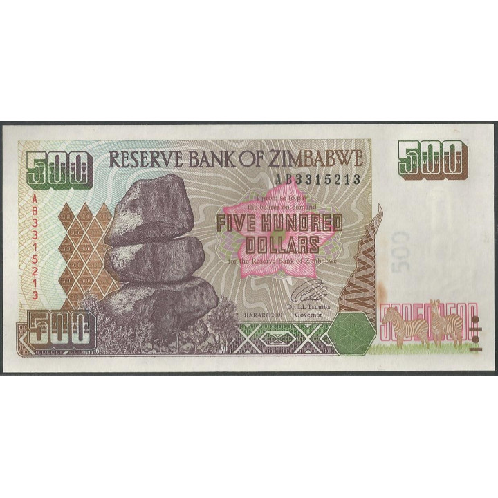 Zimbabwe, 500 Dollars 2001 P11a