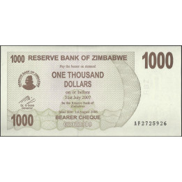 Zimbabwe, 1.000 Dollars 1 Ago 2006 P44