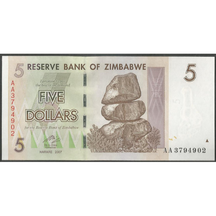Zimbabwe, 5 Dollars 2007 P66