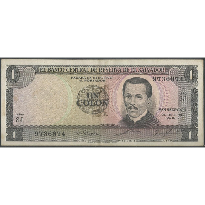 El Salvador 1 Colon 20 Jun 1967 P108a