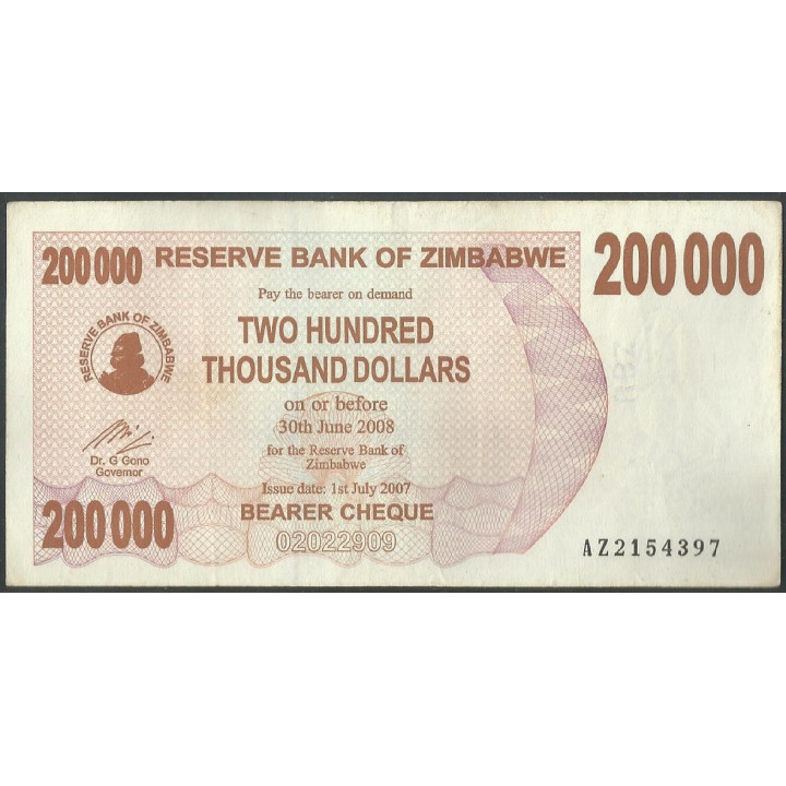 Zimbabwe 200.000 Dollars 1 Jul 2007 P49