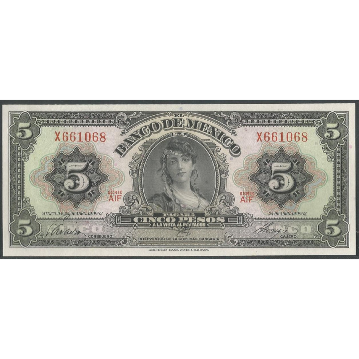Mexico 5 Pesos 24 Abr 1963 Serie AIF P60h