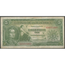 Billete de 5 Pesos 20 Jul 1960 M63257483 BGW125