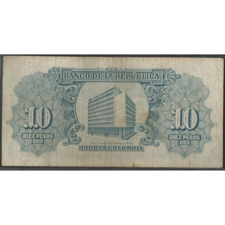 Billete de 10 Pesos 1 ene 1960 N53182901 BGW175 reverso