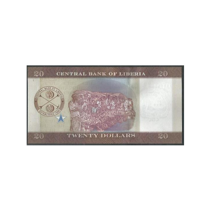 Liberia 20 Dollars 2022 P39 reverso