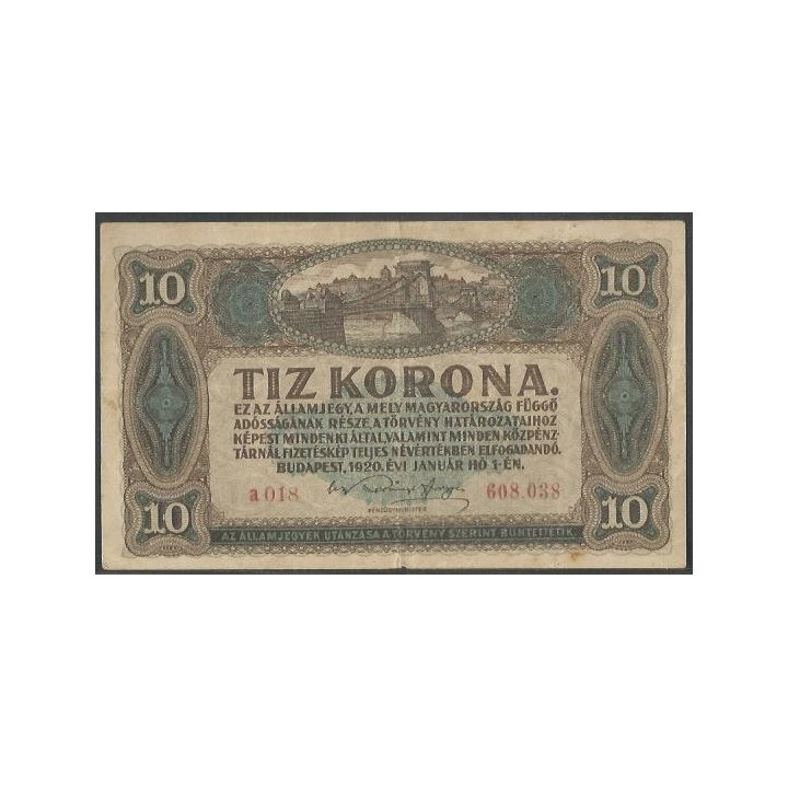 Hungria 10 Korona 1 Ene 1920 P60
