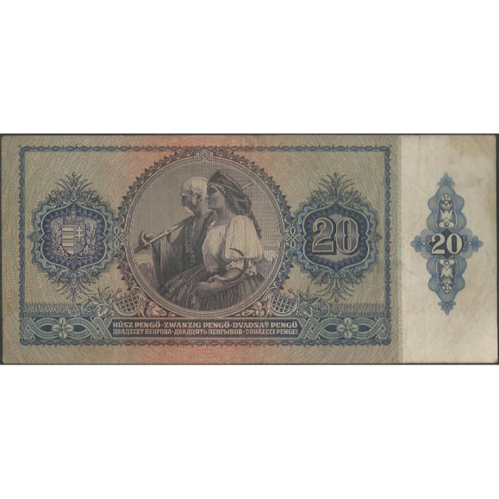 Hungria 20 Pengo 15 Ene 1941 P109 reverso