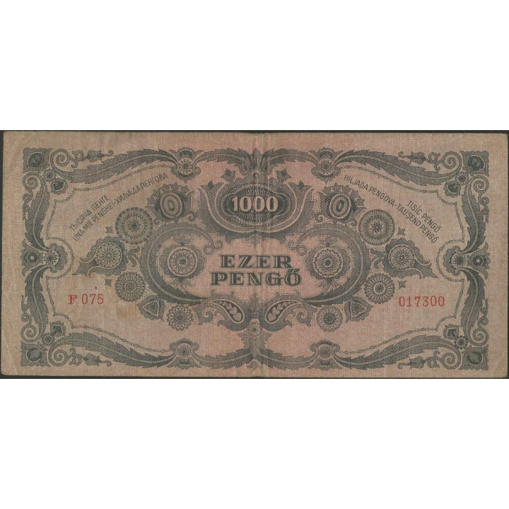 Hungria 1.000 Pengo 15 Jul 1945 P118b reverso
