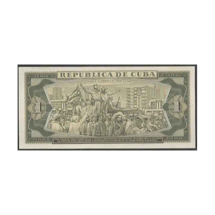 Cuba 1 Peso 1964 P94b reverso