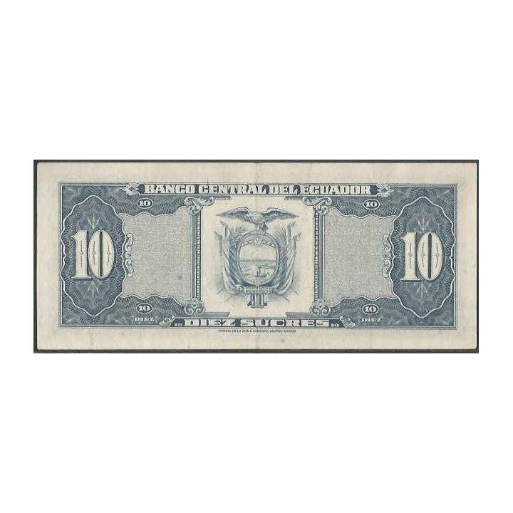 Ecuador 10 Sucres 2O Abr 1983 LK Firma 4 P114b reverso