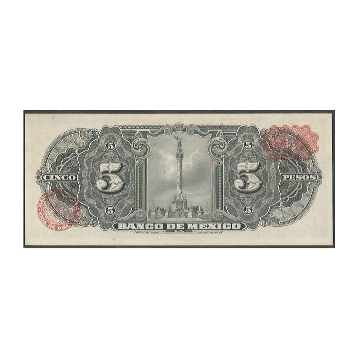 Mexico 5 Pesos 24 Abr 1963 Serie AIO P60h reverso