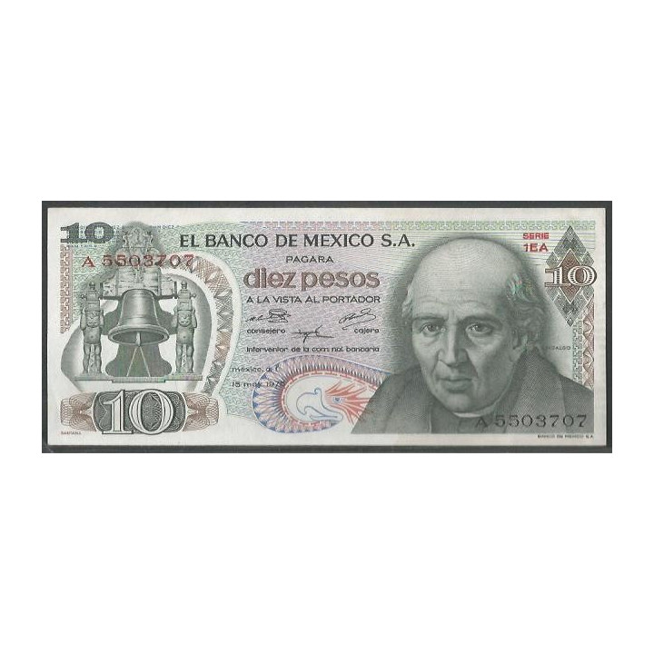 Mexico 10 Pesos 15 May 1975 Serie 1EA P63h