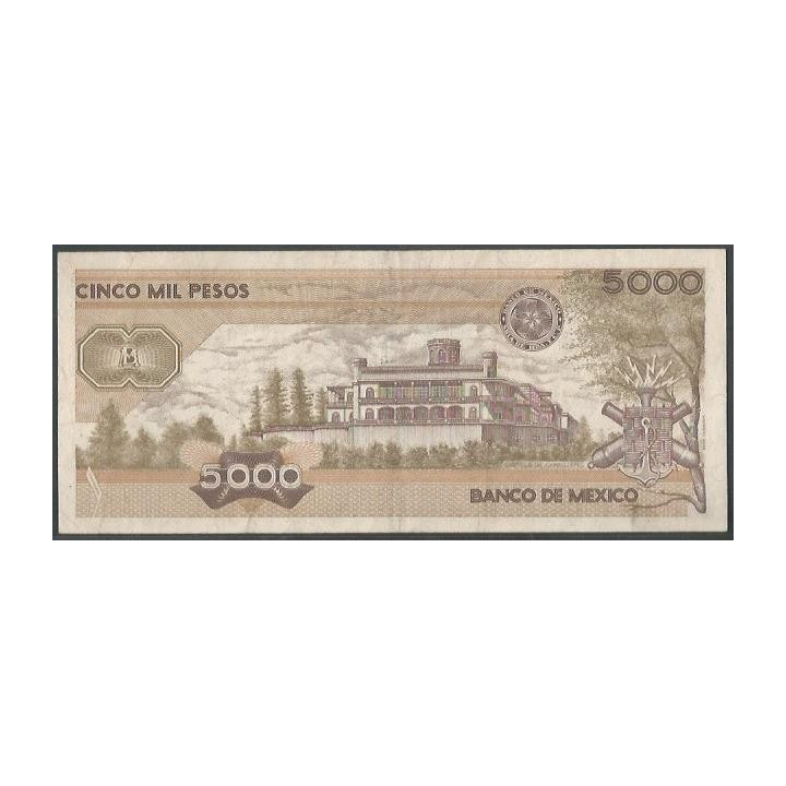 Mexico 5.000 Pesos 24 Feb 1987 Serie HP P88b reverso