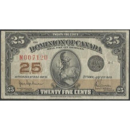 Canada 25 Cents 2 Jul 1923 P10a