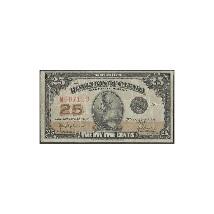 Canada 25 Cents 2 Jul 1923 P10a